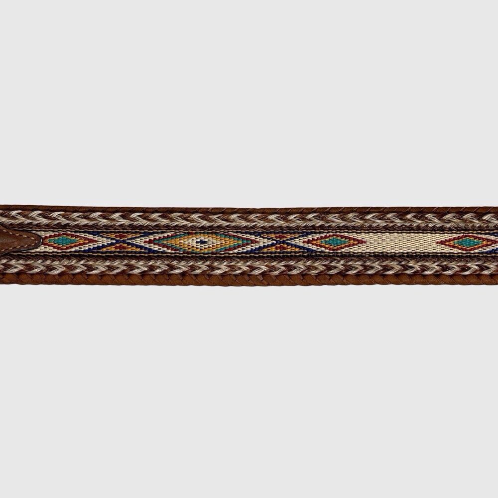 Tony Lama Leather Belt Men's Sz 34 Western Badlands Horsehair Ribbon Inlay Brown - Picture 10 of 12